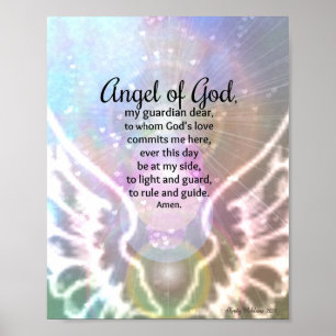 Angel of God Watercolor Wings Catholic Prayer Poster
