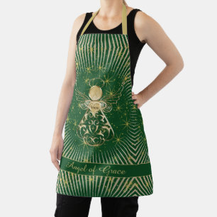 Angel of Grace Filigree Green/Gold Christmas Apron