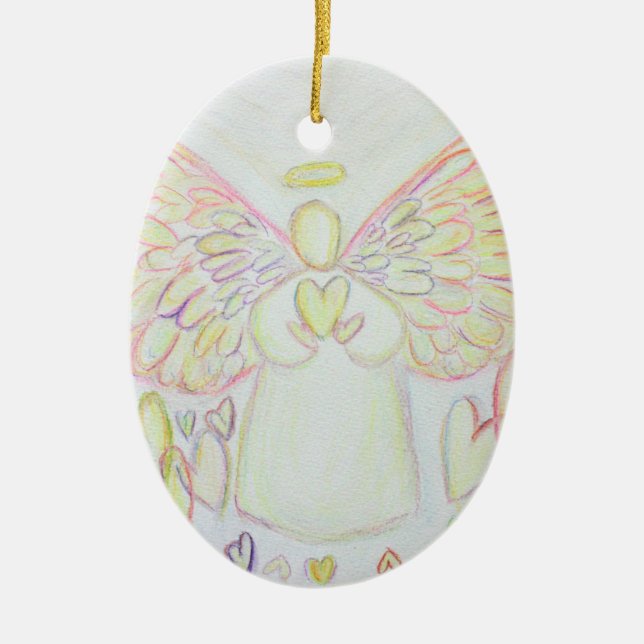 Angel of Hearts Art Holiday Gift Ornaments (Front)