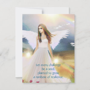 Angel of Hope Rainbow Inspiration Quote Art Postcard