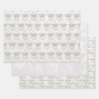 Angel Of Joy Elegant Gold White Pearls & Lace Wrapping Paper Sheets by NancyTrippPhotoGifts at Zazzle