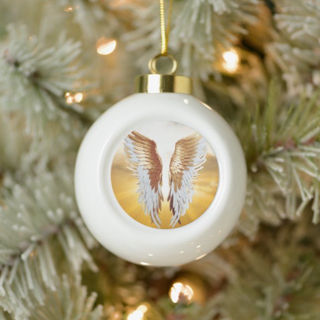 ANGEL OF LIGHT CERAMIC BALL CHRISTMAS ORNAMENT (Tree)