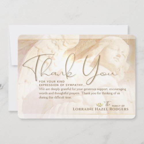 Angel of Light Memorial Sympathy Thank You Card