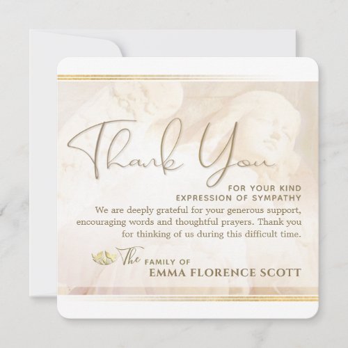 Angel of Light Square Sympathy Thank You Card