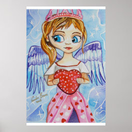 Angel of love cute girl with a heart Gordon Bruce Poster