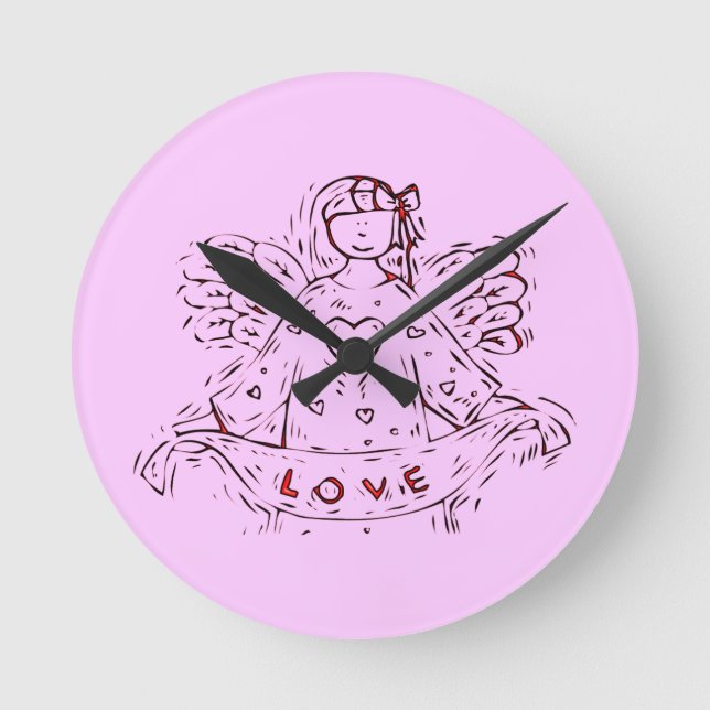 Angel of Love Round Clock (Front)