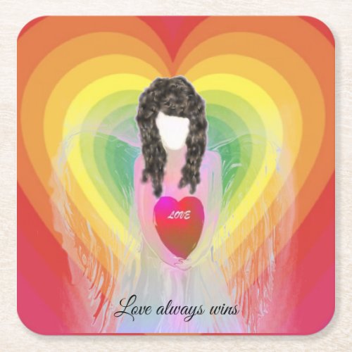 Angel Of Love  Square Paper Coaster
