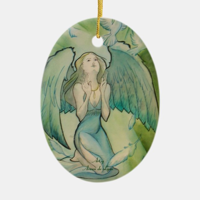 Angel of Peace Ceramic Ornament (Front)