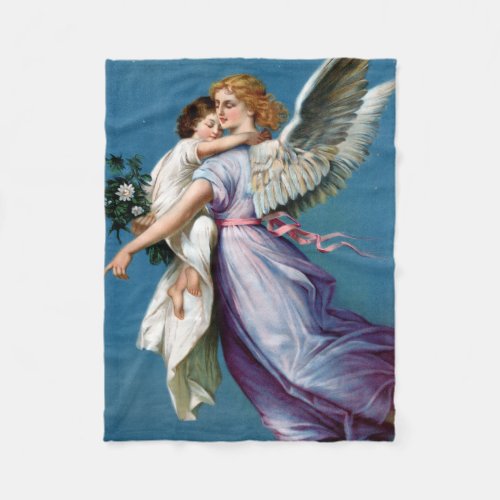 Angel of Peace Vintage Poster Restored Fleece Blanket