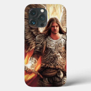 Angel Of Protection In Armor Watercolor Orange iPhone 13 Pro Case
