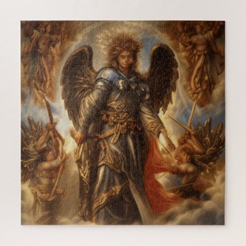 Angel Of Protection In Watercolor Armor Jigsaw Puzzle