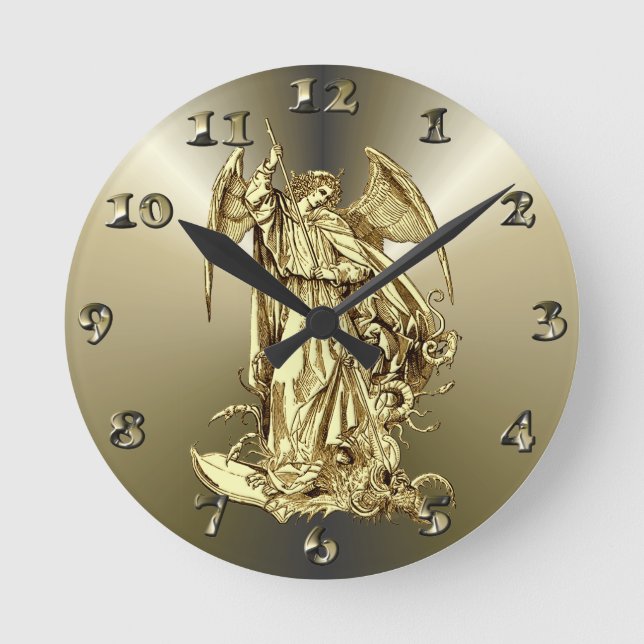 Angel of Protection Round Clock (Front)