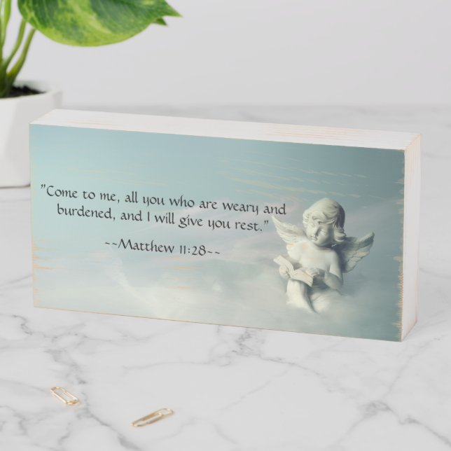 Angel of Rest – Inspirational Scripture Block Wooden Box Sign (In Situ Horizontal)