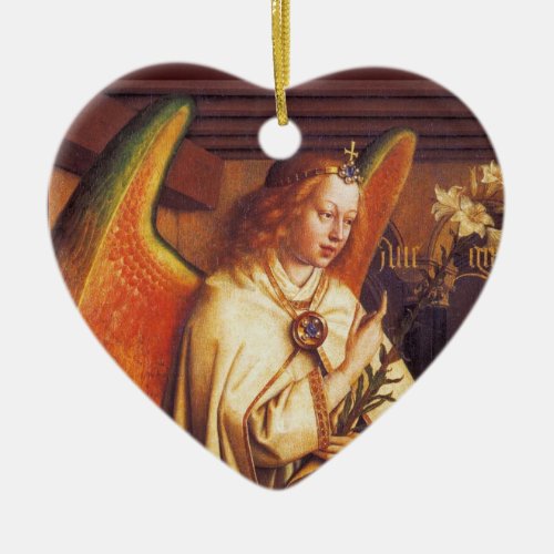 Angel of the Annunciation Christmas Heart Ceramic Ornament