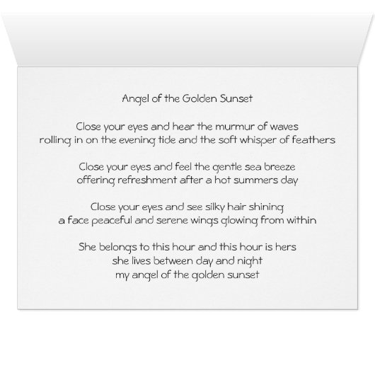 Angel of the Golden Sunset (poem) (Inside Horizontal (Bottom))