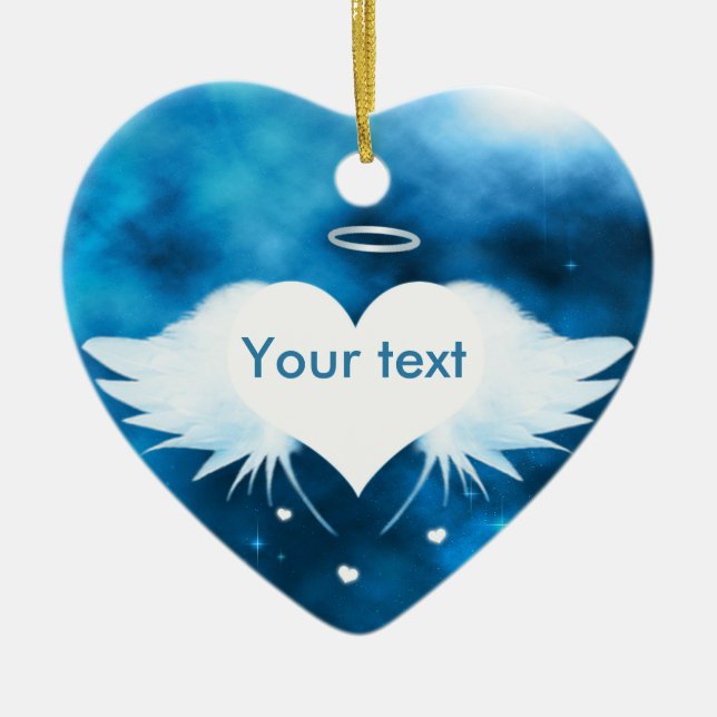Angel of the Heart Ceramic Heart Ornament (Front)