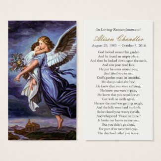Angel of the Lord Funeral Sympathy Prayer Card