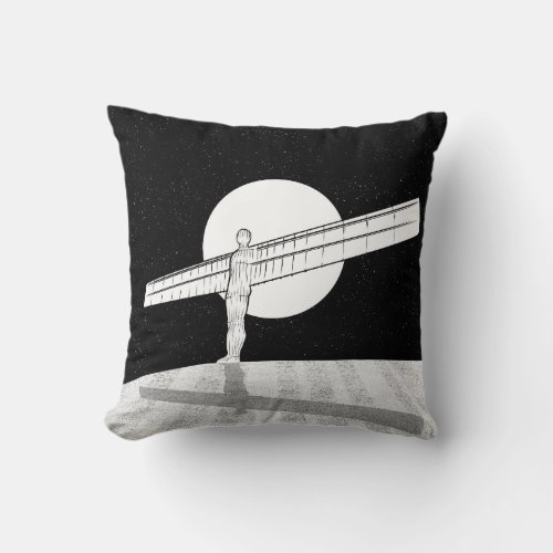 Angel of the North Black and white Throw Pillow