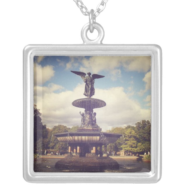 Angel of the Waters, Bethesda Fountain, Central Pa Silver Plated Necklace (Front)