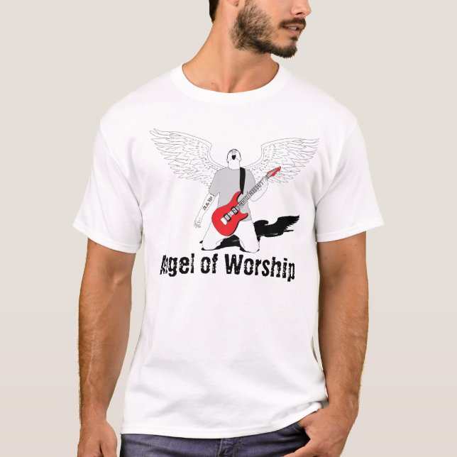 Angel of Worship - Red Guitar T-Shirt (Front)