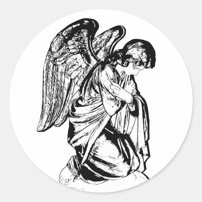 Angel on any color classic round sticker (Front)