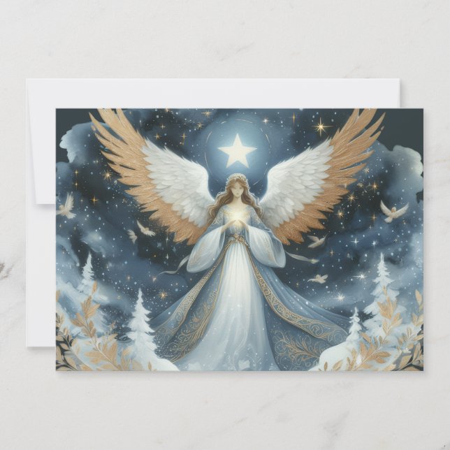 Angel on Christmas night beautiful Holiday Card (Front)