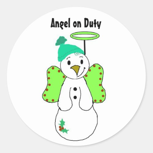 Angel on Duty Classic Round Sticker