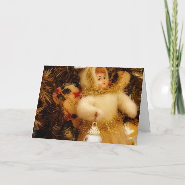 Angel on Tree, Happy Holidays Holiday Card (Front)