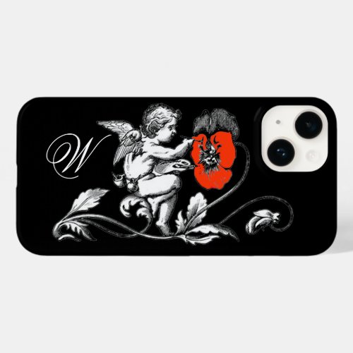 ANGEL PAINTING A RED FLOWERMONOGRAM Black Case_Mate iPhone 14 Case