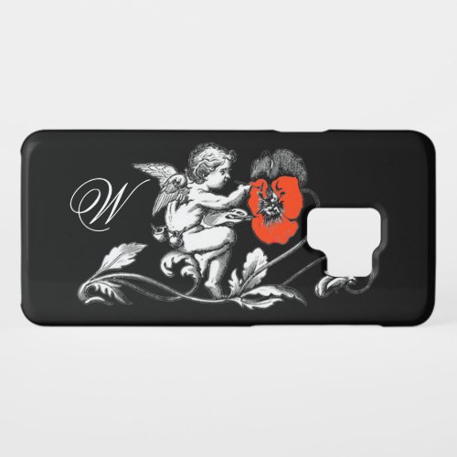 ANGEL PAINTING A RED FLOWERMONOGRAM Black Case_Mate Samsung Galaxy S9 Case