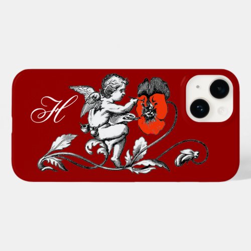ANGEL PAINTING A RED FLOWERMONOGRAM Red Case_Mate iPhone 14 Case