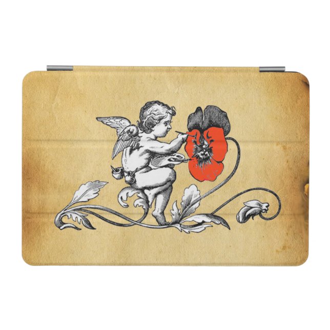 Angel Painting A Red Flower Parchment iPad Mini Cover (Horizontal)