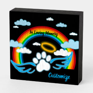 Angel Paws Rainbow Memorial Wooden Box Sign