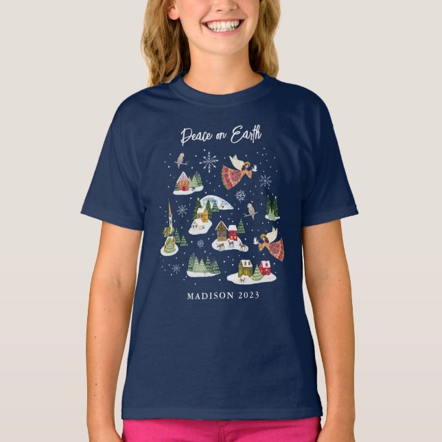 Angel Peace on Earth Christmas T-Shirt (Front)
