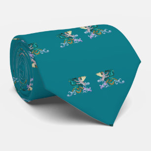 Angel & Peacock Vintage Illustration Neck Tie