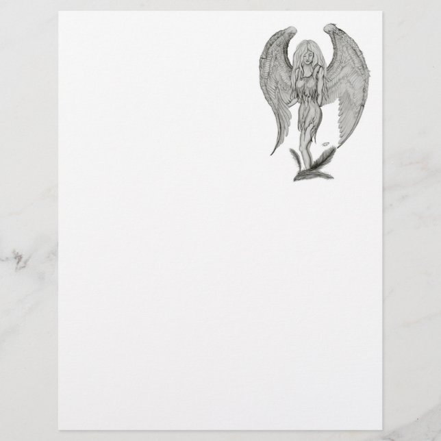 Angel , Pencil Art , black and white design Letterhead (Front)