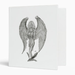 Angel pencil drawing Black and white Design 3 Ring Binder