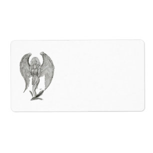 Angel pencil drawing Black and white Design Label