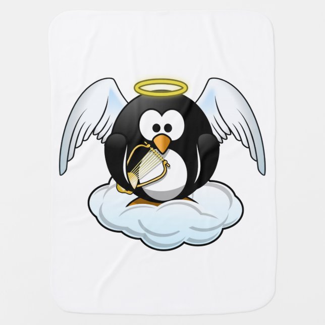 Angel Penguin on A Cloud Baby Blanket (Front)