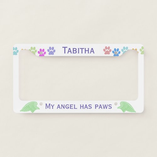 Angel Pet Name License Plate Frame