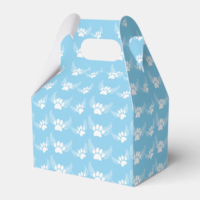 Angel Pet Paw Prints Custom Sky Blue Favor Boxes (Front Side)