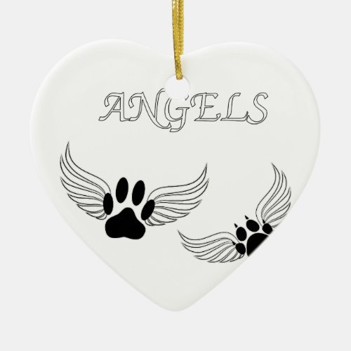 Angel Pet Paws Ceramic Ornament