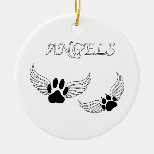 Angel Pet Paws Ceramic Ornament