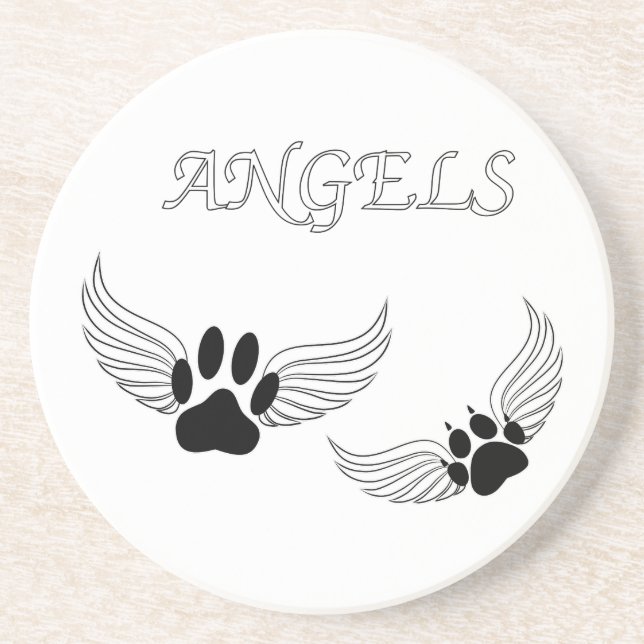 Angel Pet Paws Drink Coaster (Front)