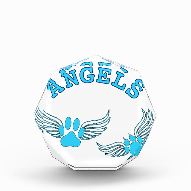 Angel Pet Paws In Blue Acrylic Award (Front)