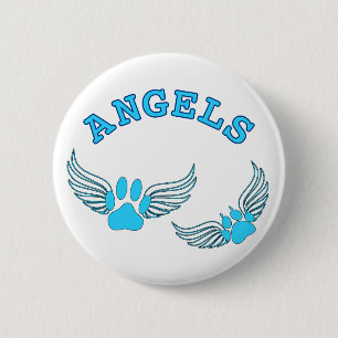 Angel Pet Paws In Blue Button