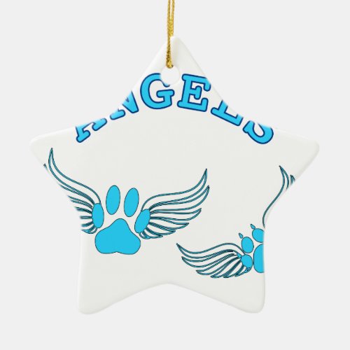 Angel Pet Paws In Blue Ceramic Ornament