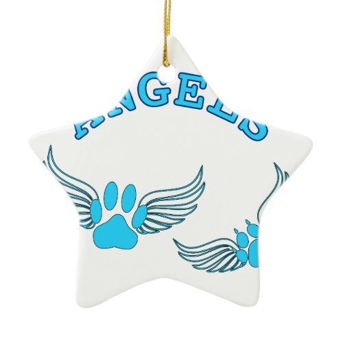 Angel Pet Paws In Blue Ceramic Ornament