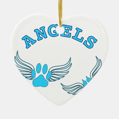 Angel Pet Paws In Blue Ceramic Ornament