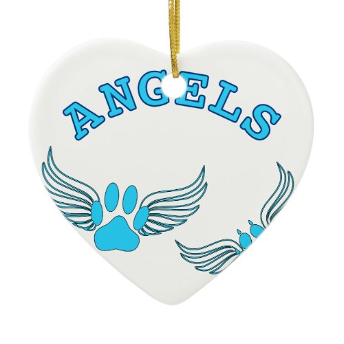 Angel Pet Paws In Blue Ceramic Ornament